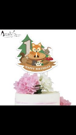 Cake topper “1st birthday” happy birthday fox theme