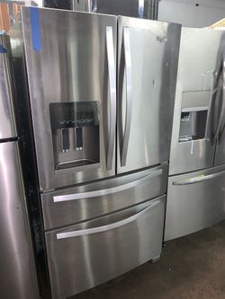 New scratch & dent Whirlpool stainless steel 4-doors refrigerator with 6 months warranty
