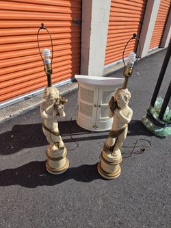 Pair of Cherub Figural Table Lamps