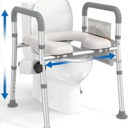 New Raised Toilet Seat with Handles, Toilet Seat Riser for Seniors with Adjustable Height & Width, FSA HSA Eligible 400lb Handicap Elevated Toilet