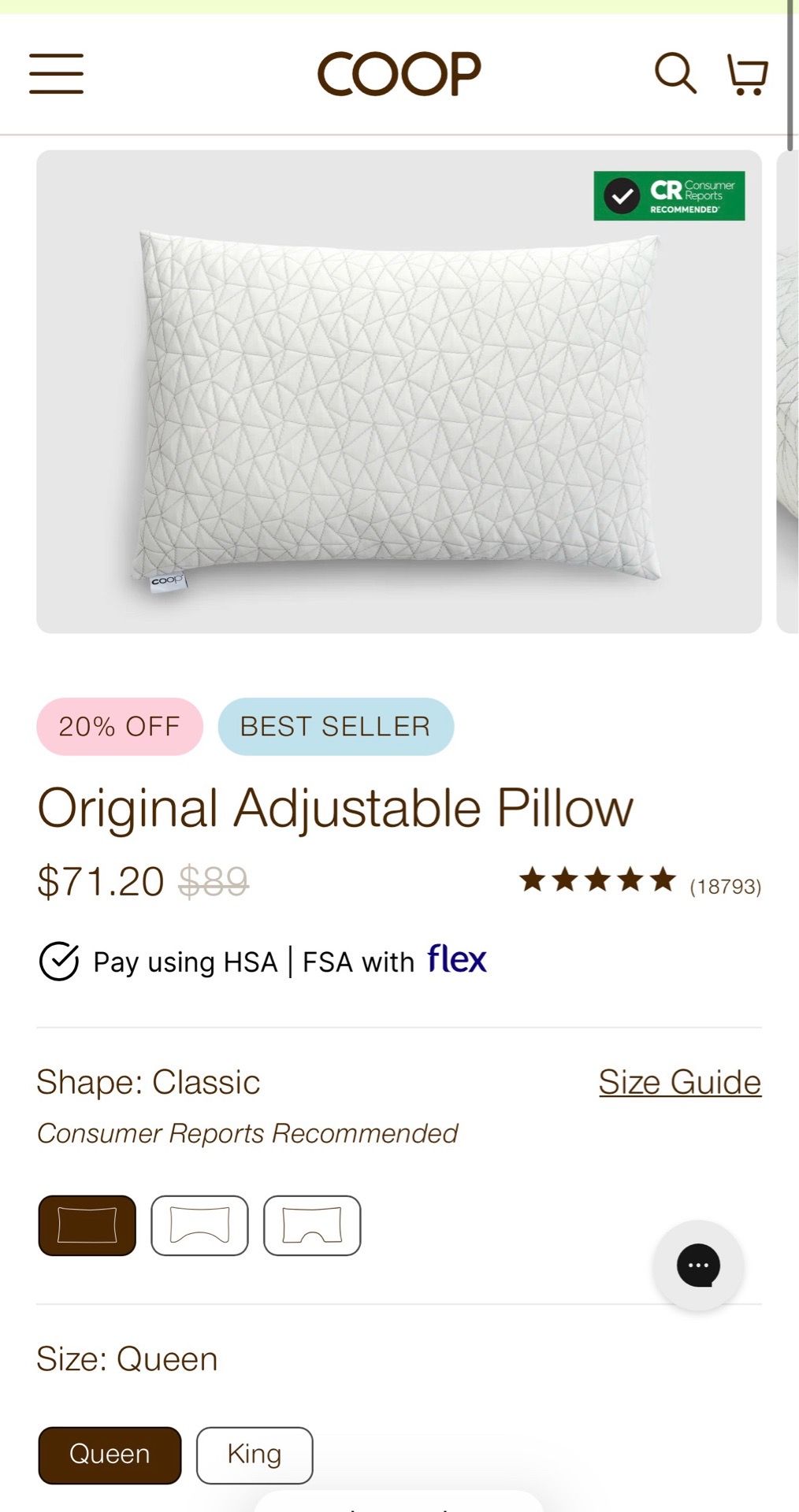Coop Original Adjustable Pillow