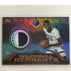 Cedric Coward 2025-26 Topps Basketball Roundball Remnants Orange Patch Rookie 14/25