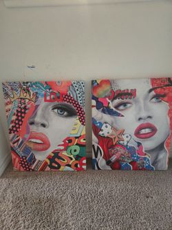 Pop Art Canvas Wall Art Set of 2