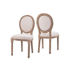 King Louis Fabric Dining Chair,Set of 2,White