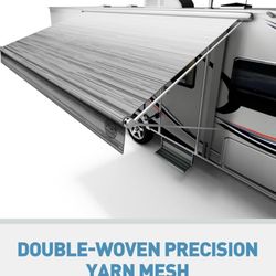 RV Awning Fabric Replacement 14ft – RV Canopy Replacement, 19.5oz Heavy-Duty Heat-Sealed Vinyl, UV-Resistant, Weatherproof, Sunproof, Color Gray Fade,