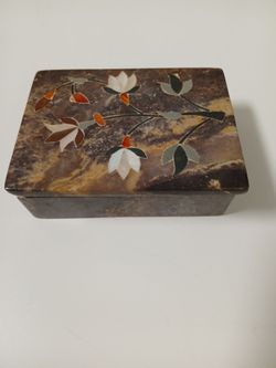 Granite mother of pearl inlay trinket box