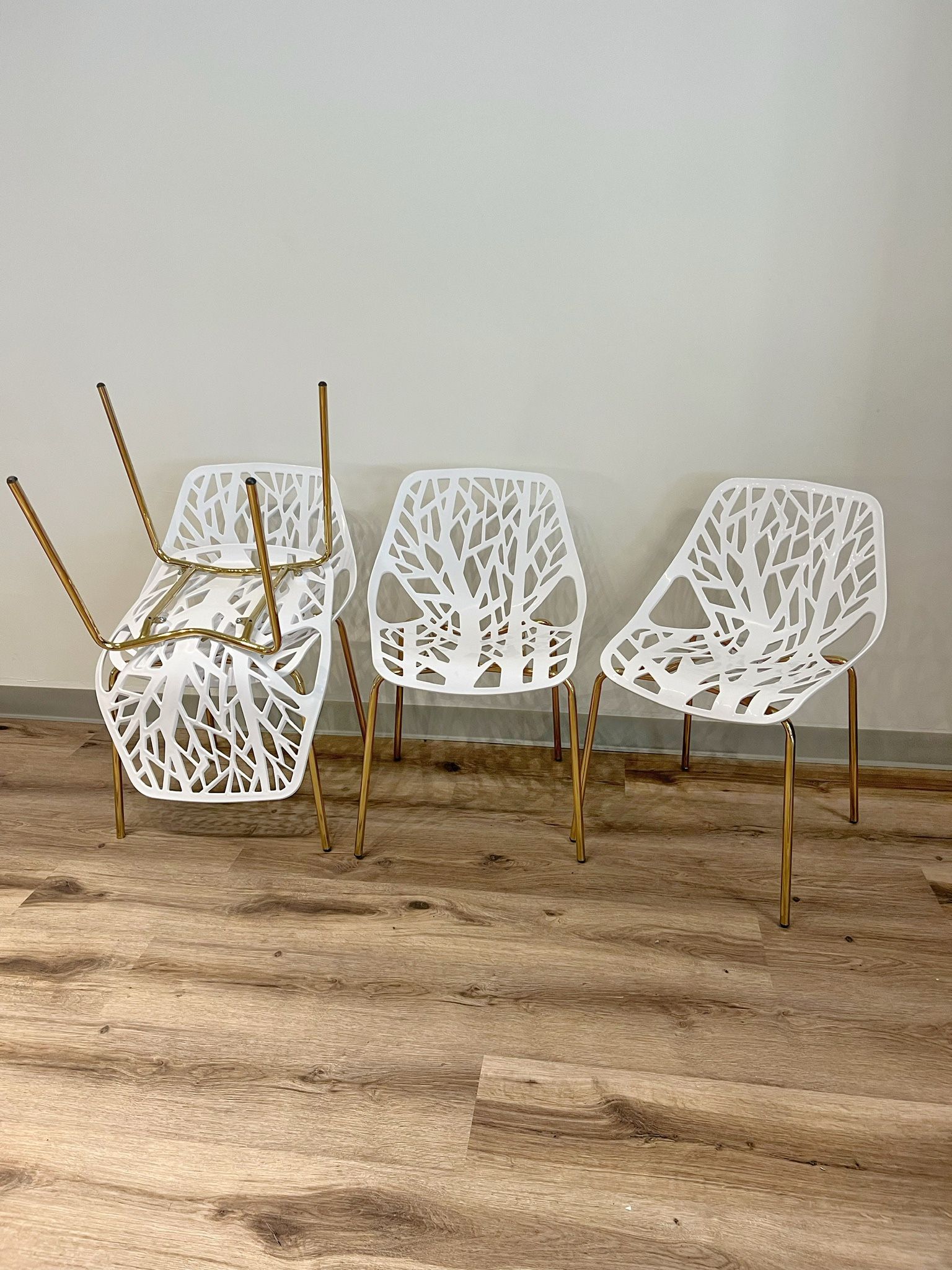 White Gold Modern Dining Chairs