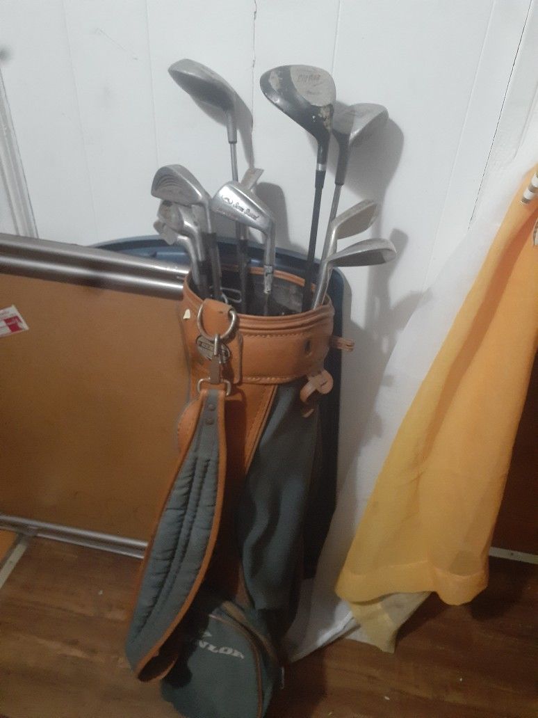 Golf Clubs With Bag And Punching Bag With Chains And Straps