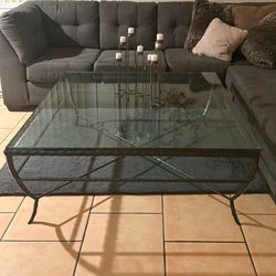 Large Wrought Iron and Glass Table
