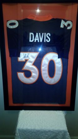 Terrell Davis custom framed sighned jersey with JSA letter of authenticity