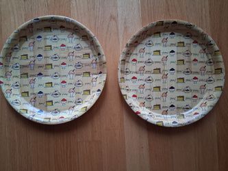 Pair of "Yum" 10" Bamboo Trays