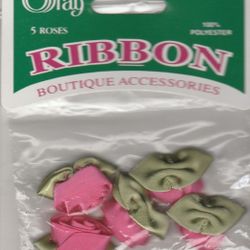 Offray Ribbon Boutique Accessories 100% Polyester Roses ~ Pack of 5