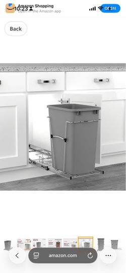 Rev-A-Shelf Pullout Trash Can for Kitchen Cabinets, Silver Waste Bin, 35 Qt Large Capacity Garbage/ Recycling Waste Container, Heavy Gauge Metal Wire 