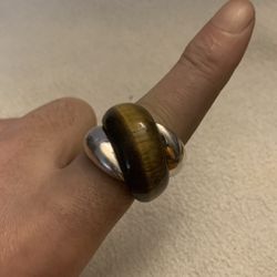 Silver(925) Ring With Tiger Eyes Stone