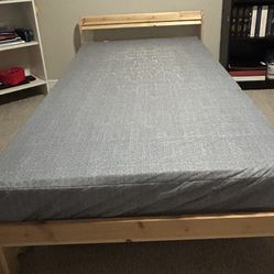 twin bed with a mattress
