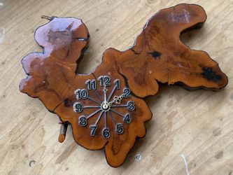 VINTAGE BURL WOOD SLAB LOG WALL CLOCK