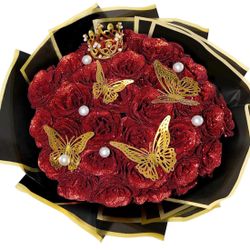 24 Pcs Glitter Roses Bouquet