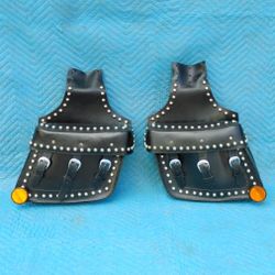 Vintage Throw Over Motorcycle Studded Leather Saddlebags Saddle Bags Harley Davidson Indian Honda Yamaha Suzuki Kawasaki Bobber Chopper Cruiser
