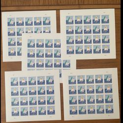 5 sheets sailboat post card stamps