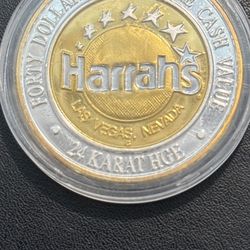 Harrahs $40 Dollar Pure Silver Token
