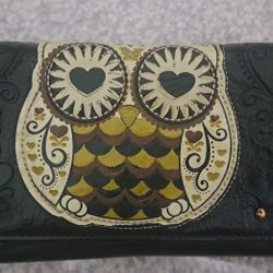 Loungefly Trifold Owl With Heart Eyes,Vegan Leather Brown Wallet,$15.