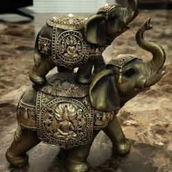 Feng Shui Up and Down 2 Elephant Wealth Lucky Figurine