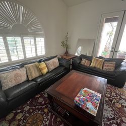 Leather Center Sofa And Loveseat