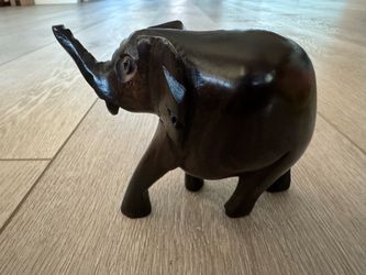 Hand Carved Ironwood Elephant Dark Brown Walking Figurine 4" Tall
