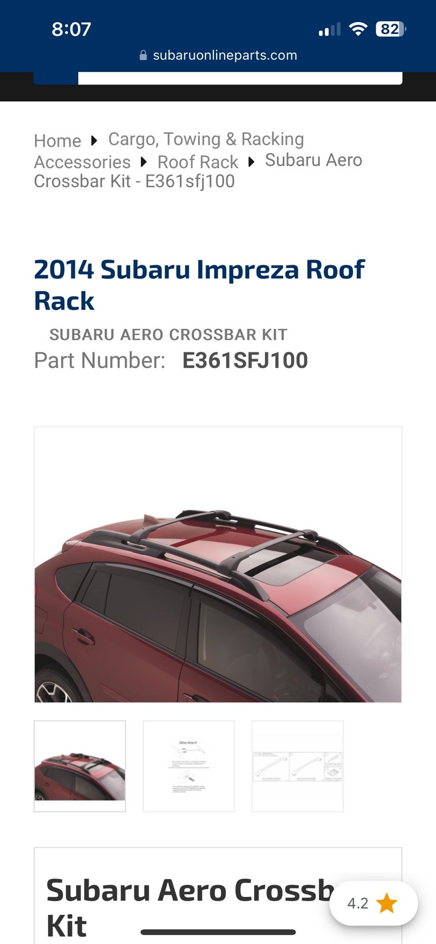 Genuine Subaru Aero Crossbar Kit – E361SFJ100