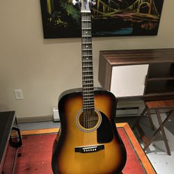 Fender Squire guitar with stand (like new)