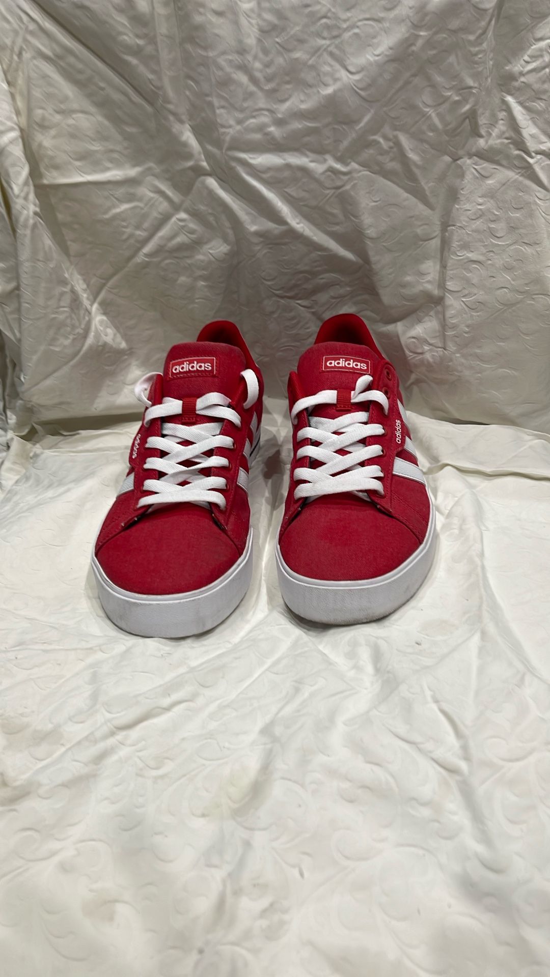 ADIDAS RED CANVAS TENNIS SHOES SIZE 10 MEN’S, Hardly Worn