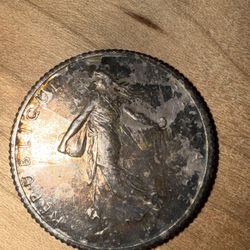 1919 1 Franc Silver Coin UNC