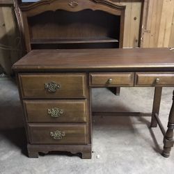 Wood Desk with Bookcase