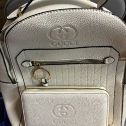 Beige New Backpack With A Wallet 