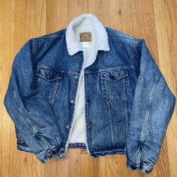 Vintage 1993 Gap Denim Sherpa Jean Jacket Size Large