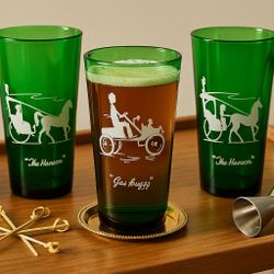 Anchor Hocking 1950s Automobile Series Forest Green Glasses Set Of 3, 6.5”