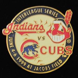 Chicago Cubs/Cleveland INDIANS VINTAGE (1999) "INTERLEAGUE SERIES" Lapel/Hat/Tie Pin By PSG (New On Card) EXTREMELY RARE COLLECTOR'S ITEM! Please Read