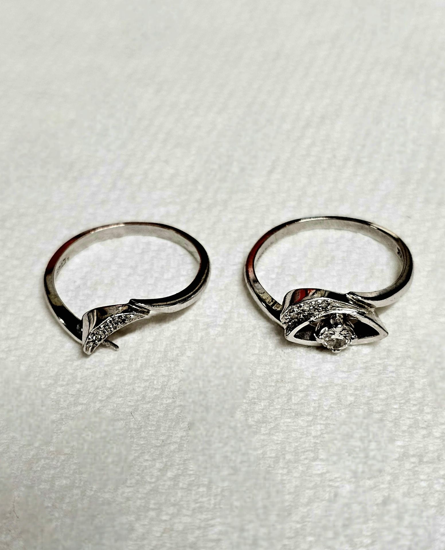  14k White Gold Eternal Love Diamond Wedding & Engagement Ring Set - Size 7