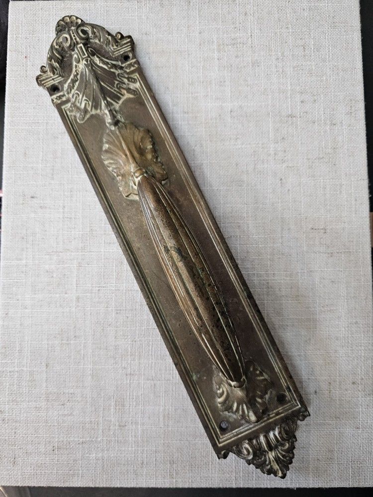 Antique Art Nouveau Door Handle - 14 inches.