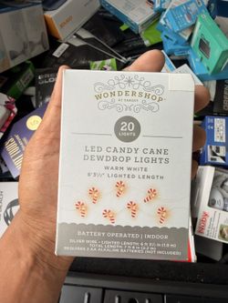 Wondershop 20 LED Candy Cane Dewdrop Lights, Open Box, Brand New