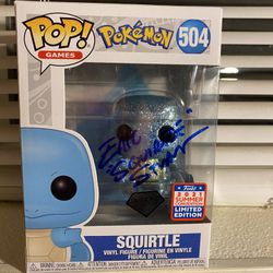Diamond Squirtle signed Funkopop! FunKon exclusive! Signed by Eric Stuart
