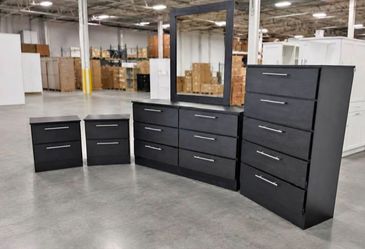 Dresser Whit Mirror,  Chest And 2 Nightstands  - Cómoda con Espejo , Gavetero Y 2 Mesitas de noche