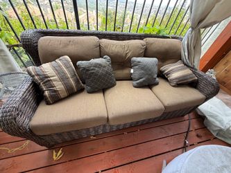Costco wicker Outdoor Sofa + 2 Swivel Rocking Chairs