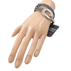 Diana Kauffman Wrap Around Unisex Bracelet, PLAYING HOOKY, Italian Genuine Leather, Classic Preppy Style, Grey Color, Trendy Jewelry