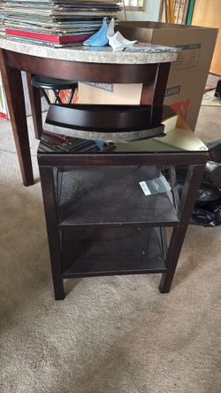 (2) two Espresso night stand with glass top