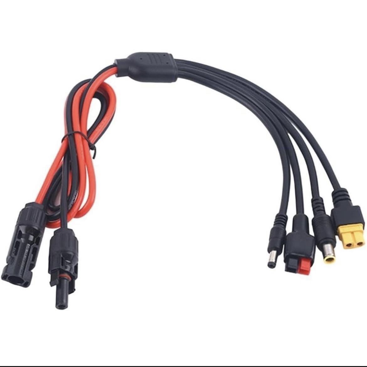 Solar Panel Connector Adapters,4-in-1 Cable Kit For XT60 DC5521 DC7909 Power Stations,12AWG-18AWG 7A Current 140W18V 280W36V Compatible