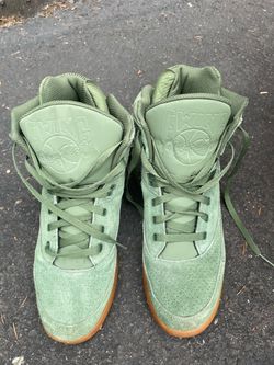 pre-owned pair of Ewing Athletics 33 Hi "Chive Green / Gum Suede" in a US Men's Size 11,