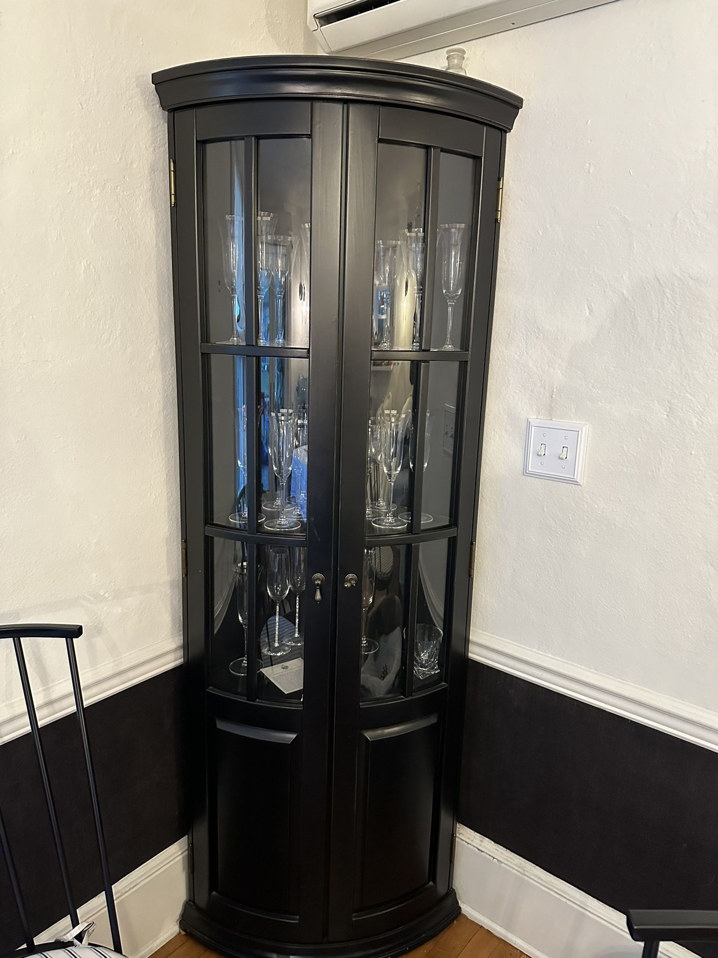 Ballard Designs Chilton Glass Door Corner Cabinet Black