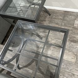 Glass & Metal Coffee Table + 2 Matching End Tables – Stylish & Sturdy