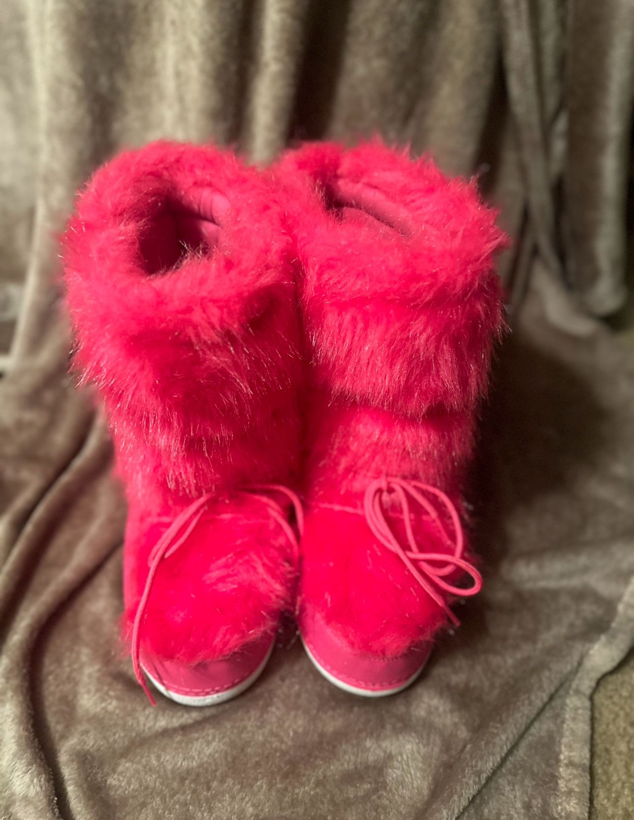 Fuzzy Ankle Platform Snow Boots Pink